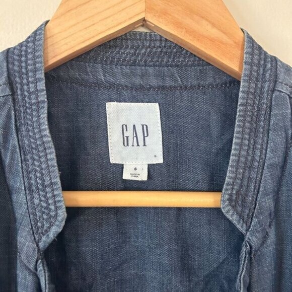 Vintage Gap Blue Sleeveless Open Front Vest Cardigan With Pockets S 100% Lyocell - Picture 4 of 10